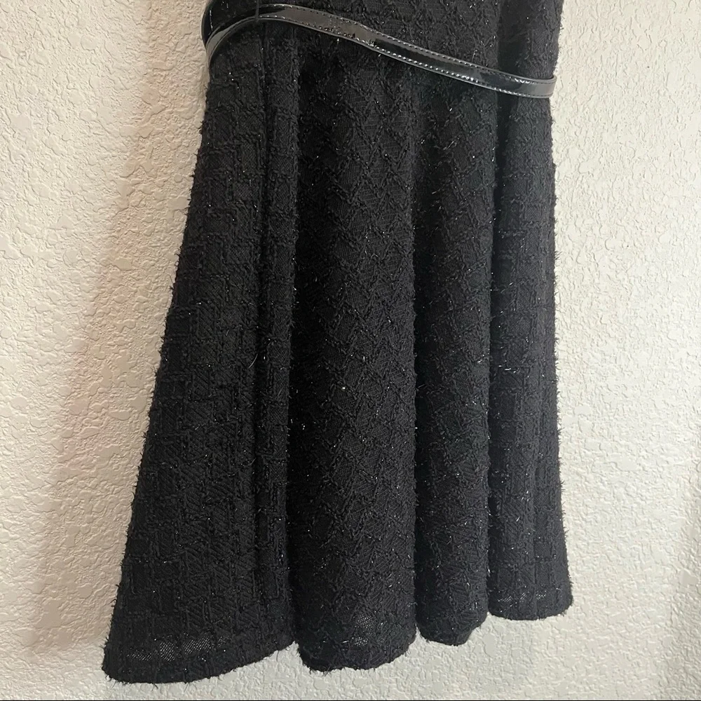 Justice Black Sequin Sparkle Holiday Belted Sleeveless Girls Dress Size 10